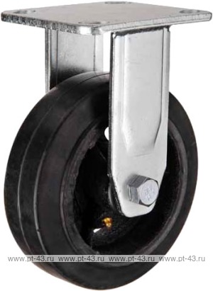 Неповоротное чугунное колесо с литой черной резиной FCd 125